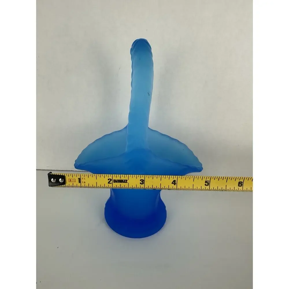 VTG Blue Satin Glass Basket Westmoreland basket Decor